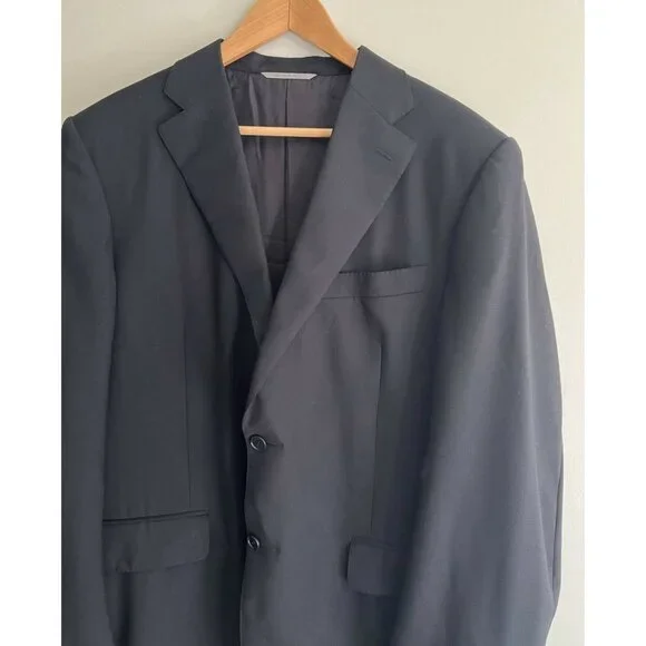 LKNEW CANALI Mens Dinner Jacket Size 44R XL navy woven 100% wool two button